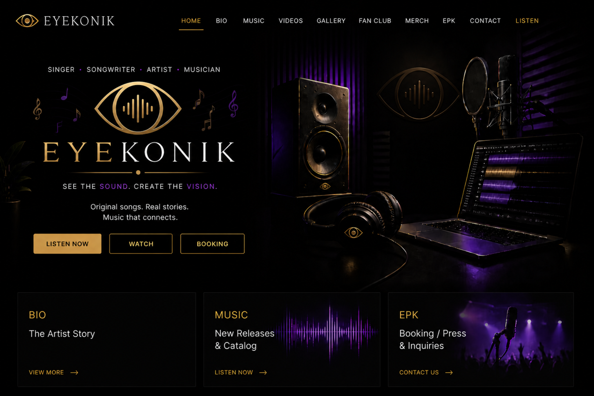 Eyekonik Music singer songwriter artist musician homepage